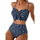 thumbnail image 1 of Conjunto de bikini de talle alto con textura floral para mujer Herseas, talla XL, 1 of 3
