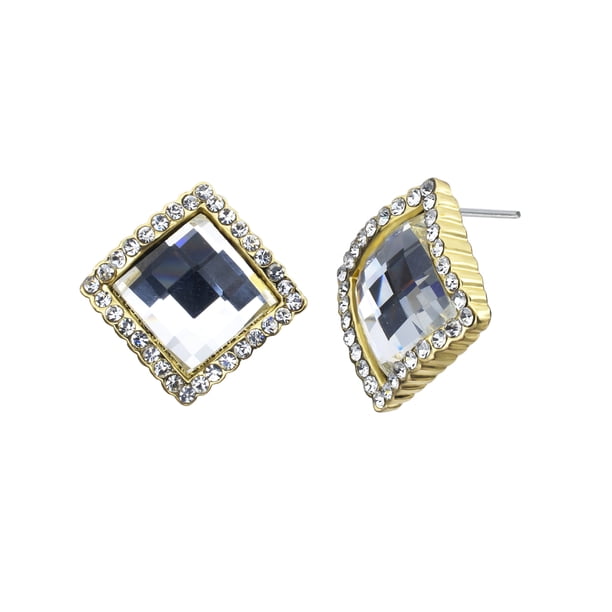 Aretes Ocean Heart 11N-13-164, oro amarillo con cristales austriacos en color blanco. Ocean Heart 11N-13-164