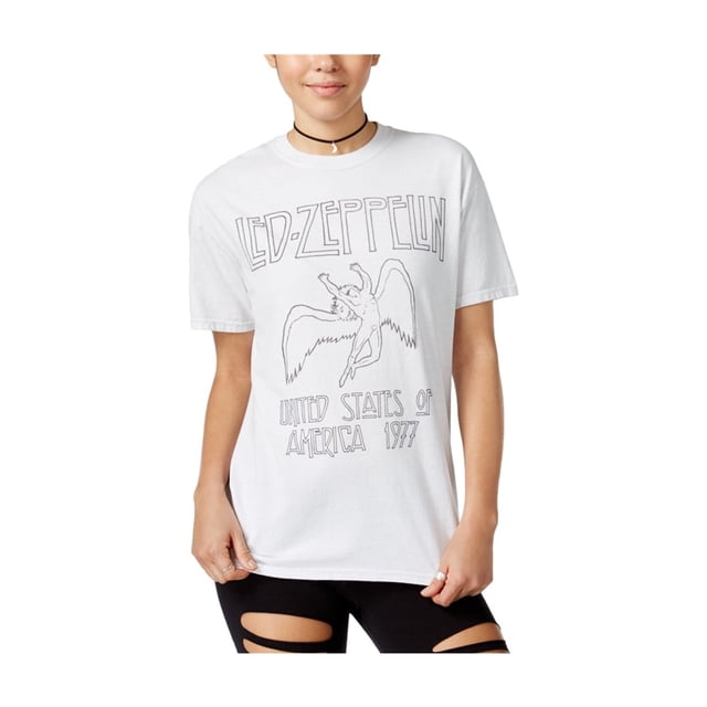 Camiseta gráfica de algodón Led Zeppelin para mujer gris extragrande