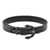 Arista Men's Anchor Bracelet with Adjustable Strap in Black Leather Black Plated Stainless Steel, 8.5"