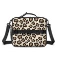 thumbnail image 2 of Brown and Beige Leopard Print Insulated Lunch Bag with Shoulder Strap and Bottle Holder,Bento School Lunch Bag Box,11x9.5x3.5 Inches, 2 of 5