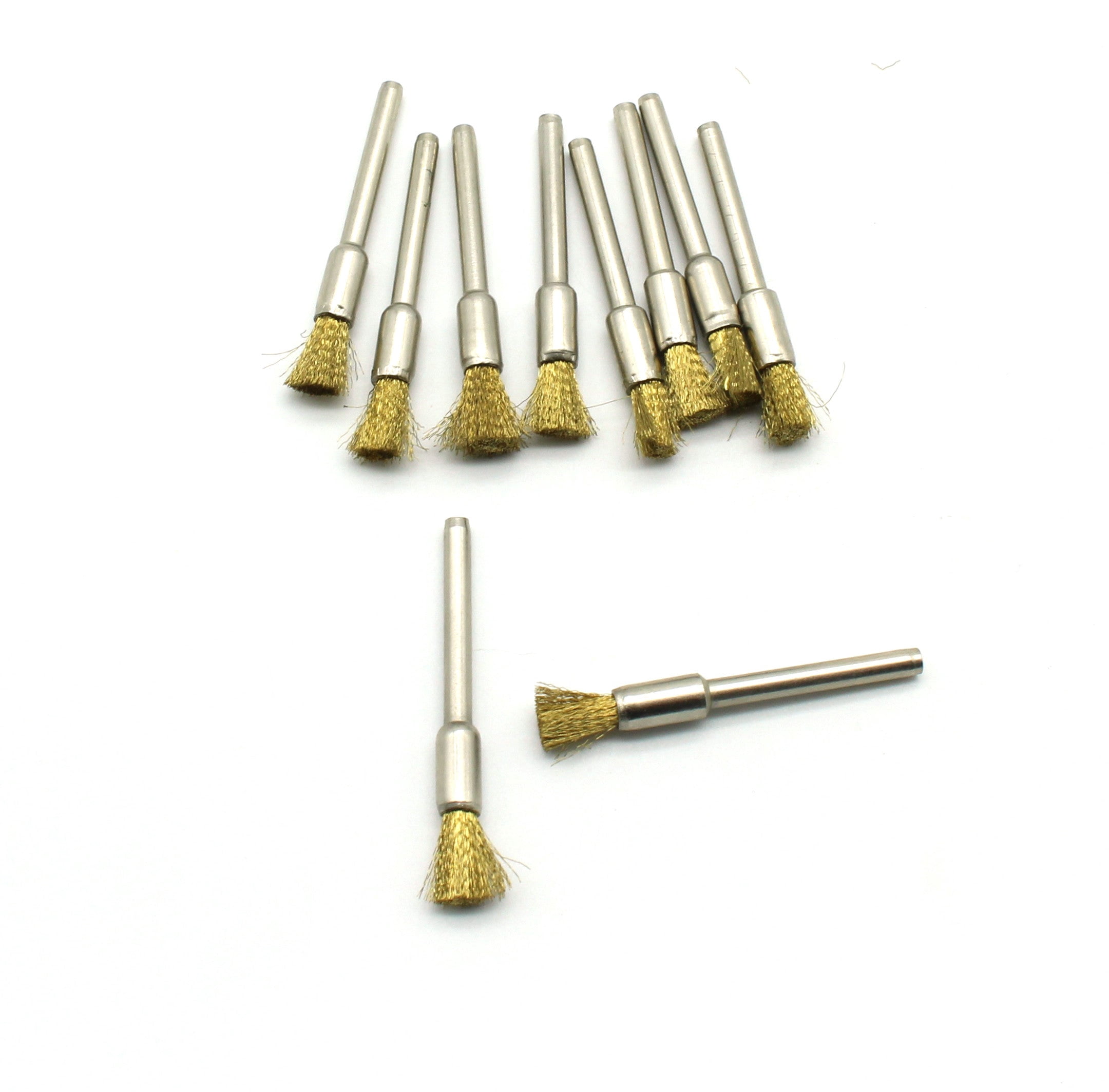 TMAX 100 pc Brass 1/4 Inch Pen Wire Brush Wheel with 1/8 Inch Shank for Dremel Rotary Tools