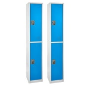 AdirOffice 72'' 2-Tier Key Lock Blue Steel Storage Locker 2/Pack (629-202-BLU-2PK)
