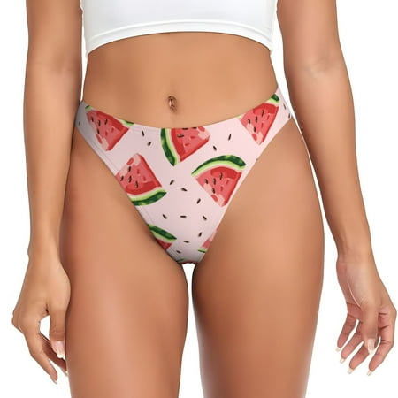 Sigee Hand Drawn Watermelon for Women s G-String Panty  Low Rise  Soft Lace Perfect for Everyday Wear or Special Occasions-XX-Large