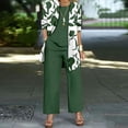 thumbnail image 1 of Pantalones Y Conjunto Superior para las Mujeres Pantalones de Piernas Anchas de Tres Piezas Que Coinciden Longline Duster Jacket Vestido de Cárdigan Floral Marino Sólido, 1 of 5