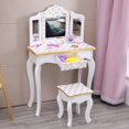 thumbnail image 2 of Ktaxon Kids Vanity Table and Stool Set with 3 Mirrors, Pretend Play Princess Makeup Dressing Table,Children's Furniture, 2 of 11