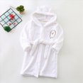 thumbnail image 2 of Boys Girls Kids Robe Hooded Bathrobe Boys Girls Soft Plush Flannel Pajamas with Belt Unisex Solid Color 2T 3T 4T 5T 6T 7T Toddler Winter Clothes for Kids,White,Size 3-4T, 2 of 9