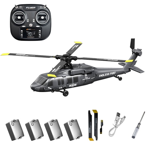K2000 UH-60 Blackhawk RC Helicopter, 2.4GHz 6 Axis Gyroscope RC Military Helicopter, 6CH RC Aircraft with 3 Speed Mod, Altitude Hold & Optical Flow Positioning for Adults