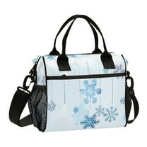 Stylish Insulated Lunch Tote Bag Lunch Cooler Tote Reusable Cooler Bag for Work, Camping, Picnic, Beach Hanging Snowflakes