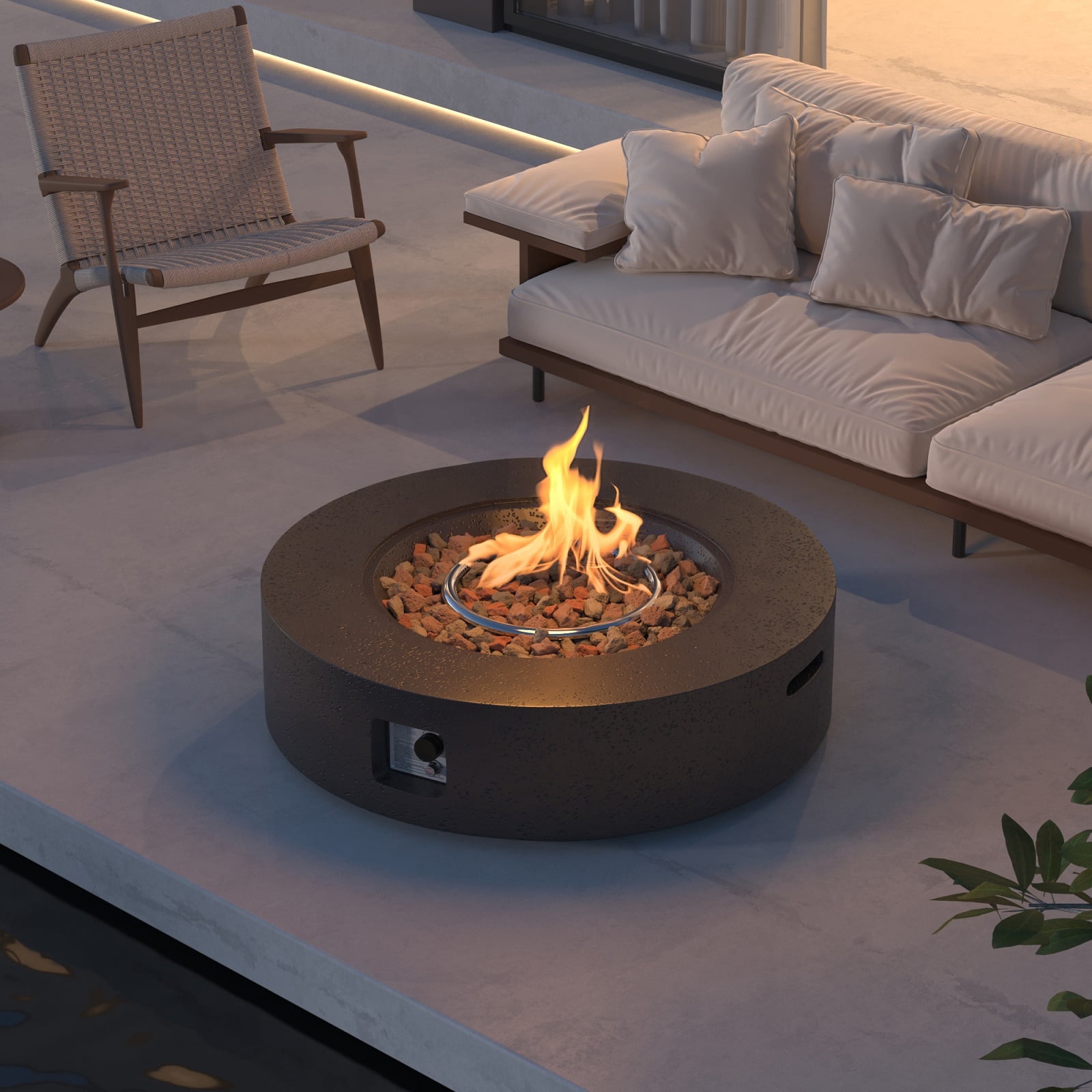 MOALCOFER 40.5''Outdoor Propane Fire Pit Table, 50,000 BTU Fire Pit with Rain Cover&Lava Rocks