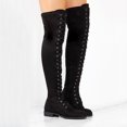thumbnail image 2 of Botas sobre la rodilla para mujer Zapatos planos con cordones hasta el muslo, 2 of 5