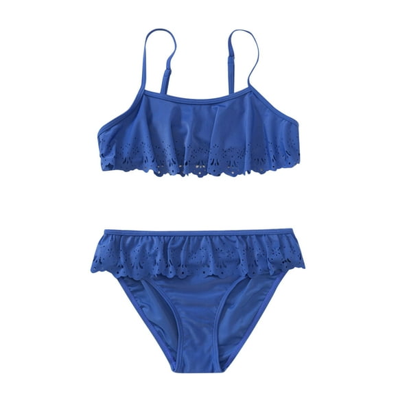 Girls Swimsuits 2 Piece Sport Soild High Waist Bikini Set Swimwear Bathing Suit Kids Swimsuits Size 5-6Y