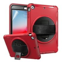 Dteck iPad mini 1 2 3 Kids Case, Heavy Duty 360 Rotating Kickstand Rugged Hybrid Shockproof Cover with Hand Strap For iPad mini 1 2 3 7.9 inch, Red