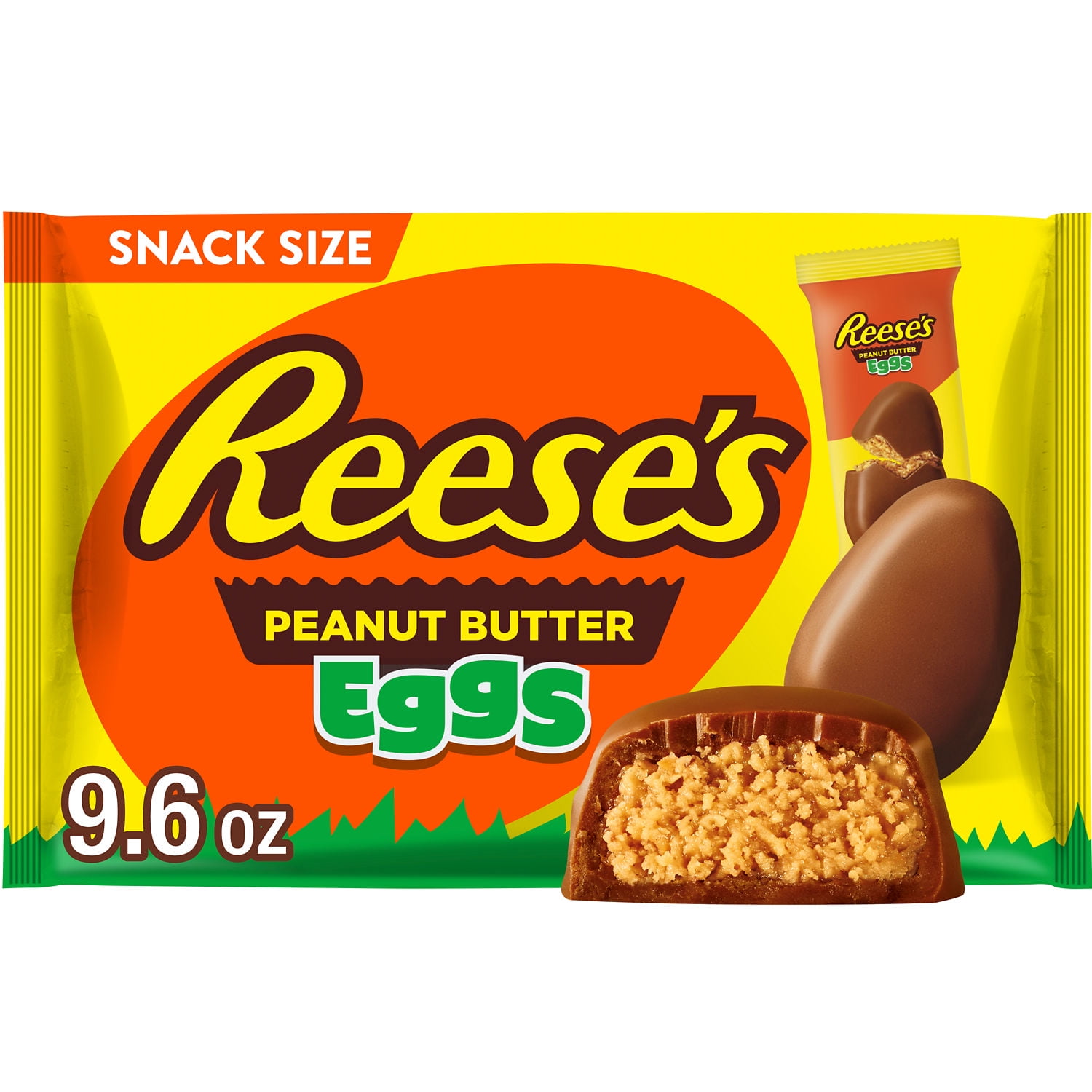 REESE'S Milk Chocolate Snack Size Peanut Butter Eggs, Easter Candy Basket Stuffers Bag, 9.6 oz