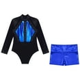 thumbnail image 3 of Alvivi Girls Sheer Mesh Long Sleeve Bodysuit Ballet Gymnastics Leotards with Shorts Set Dancewear Blue 16, 3 of 7