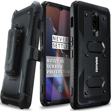 OnePlus 6T Case, COVRWARE [ Aegis Series ] Case with [ Built-in Screen Protector] Heavy Duty Full-Body Rugged Holster Armor Case [Belt Swivel Clip][Kickstand] for 1+ 6T 2018 Release,