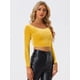 thumbnail image 2 of Disfraz de navidad Top corto de terciopelo con hombros descubiertos y manga larga para mujer Amarillo XL, 2 of 6
