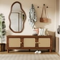 thumbnail image 3 of Tribesigns 2-Tier Shoe Bench, Storage Bench with Lift Top Storage and Rattan Doors, 55" Large Shoe Storage Bench for Entryway, Bedroom, Living Room, 3 of 5