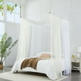 thumbnail image 5 of WARM HOME DESIGNS Set of 2 White & Beige Queen Canopy Bed Curtains in 55 x 216 Inch Size. BE White & Beige 216, 5 of 6