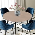 thumbnail image 5 of Elastic Fitted Round Tablecloth, Beige Solid Color Waterproof Stretch Table Cover for 45"-54" Tables, Aesthetics Contemporary Luxury Washable Outdoor Tablecloths for Patio, Picnic, Camping, 5 of 9