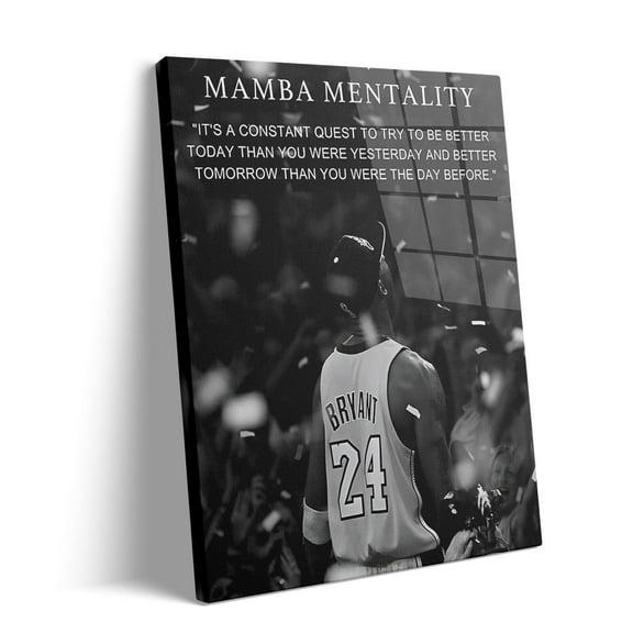 Kobe Bryant Canvas Wall Art Print Poster, Inspirational Basketball Player Motivative Artwork, Iconic Mamba Mentality Sports Canvas Wall Decor For Home Office Gym Living Room Bedroom