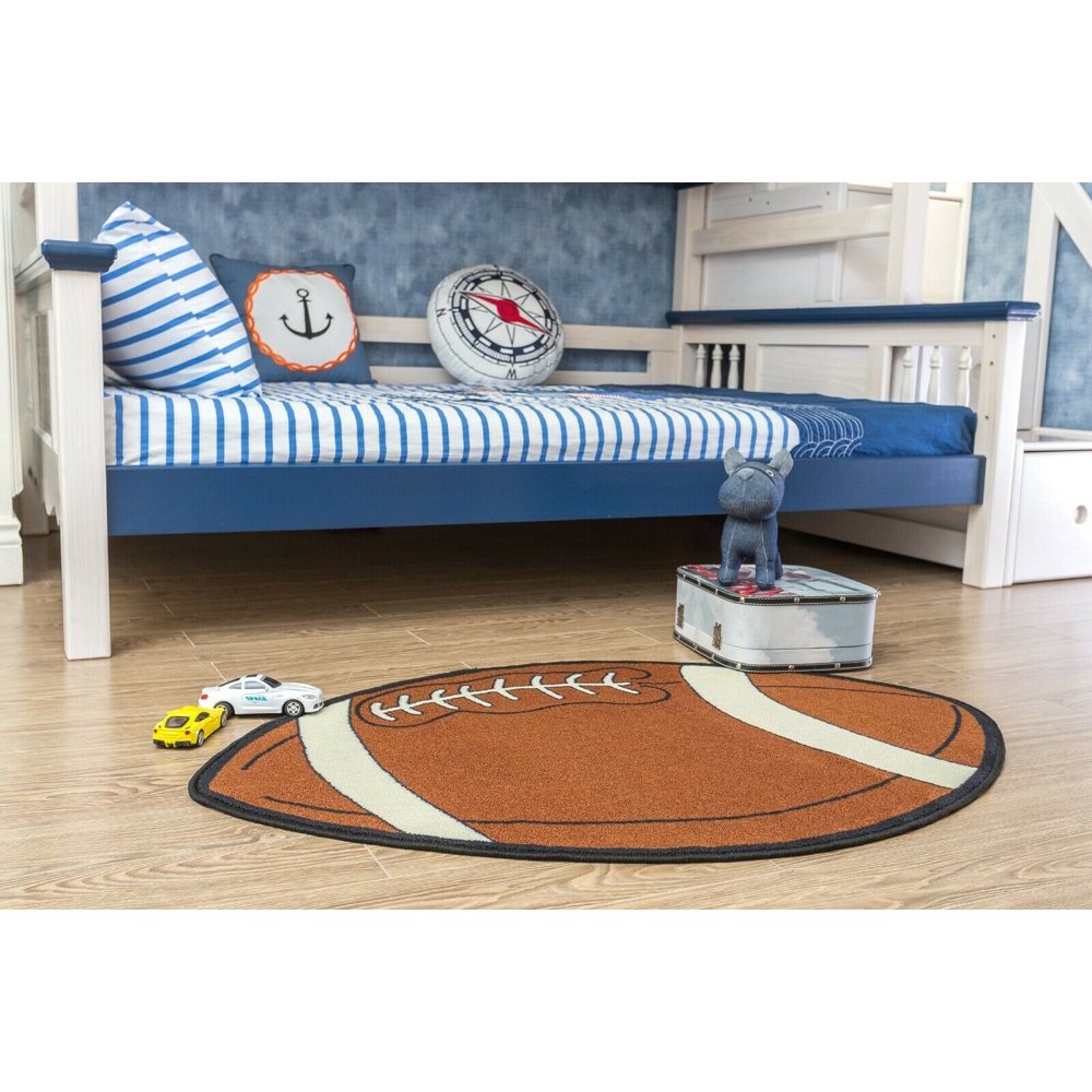 Kids Sports Football Small Shape Area Rug 2'6"x4'
