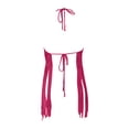 thumbnail image 7 of JIAYUE Women's Swimwear Cover-Ups Beach Vacation Halter Neck Above Knee Solid Color Sleeveless Sexy Crocheted Strap Hollow Long Tassel Bikini Cover Up Cropped Dresses, 7 of 7