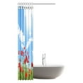 thumbnail image 3 of ABPHQTO Cortina de ducha de casa de campo, amapolas rojas en campo verde, decoración de baño de tela, conjunto de cortina de ducha con ganchos, 90x180 cm, 3 of 3
