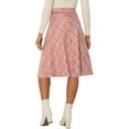 thumbnail image 4 of INSPIRE CHIC Women's Plaid Skirts Belted High Waist A-Line Mid-Length Skirts XL Light Pink, 4 of 7
