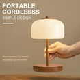 thumbnail image 5 of 9" Cordless Table Lamp, Wood Grain Rechargeable Battery Operated Lamp, 3-Way Stepless Dimming Touch Lamps, Small Glass Bedside Nightstand Light for Bedroom Dining Table Living Room Shelf Decor, 5 of 6