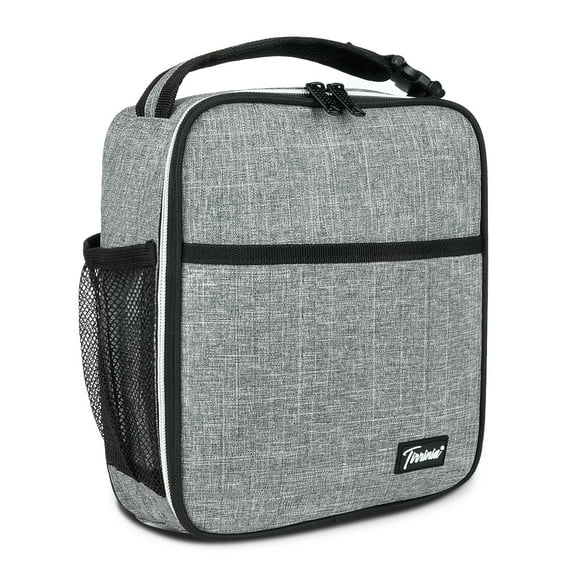 Tirrinia Small Insulated Lunch Bag for Men Women Kids, Portable Reusable Thermal Lunch Box Cooler Tote for Adults, Polyester, Ash Grey