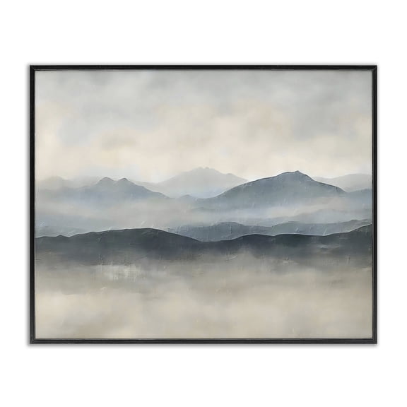 Stupell Industries Contemporary Misty Muted Mountainscape Black Framed Giclee Art, 14 x 11, by Riley B