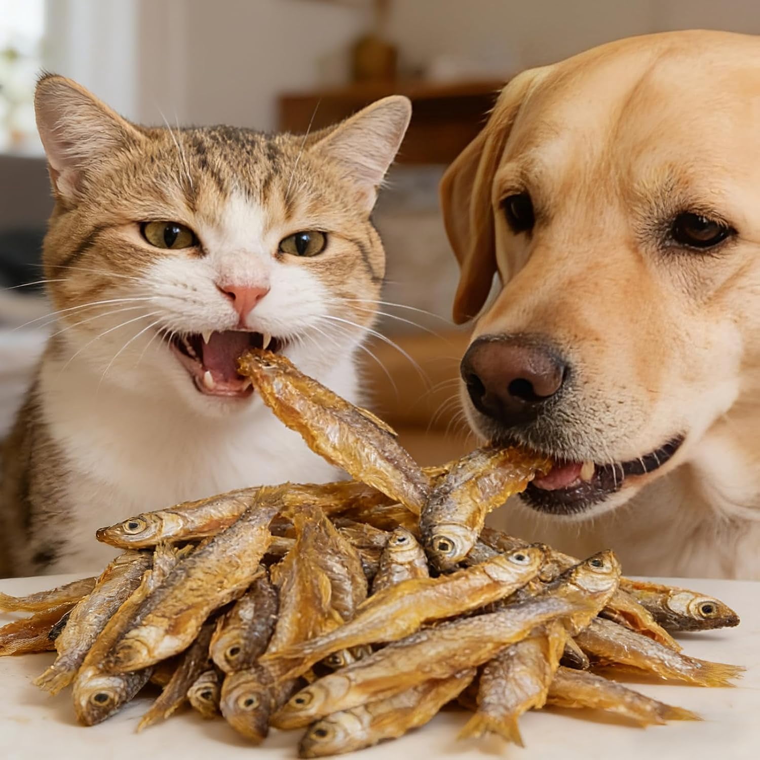 Jumbo Freeze-Dried Minnows 3 oz | Large Size 1.6-2.8 Inch Whole Fish | Natural Protein Snacks for Cats, Dogs, Turtles & Hamsters | Crunchy Treats for Dental Health (3 oz)