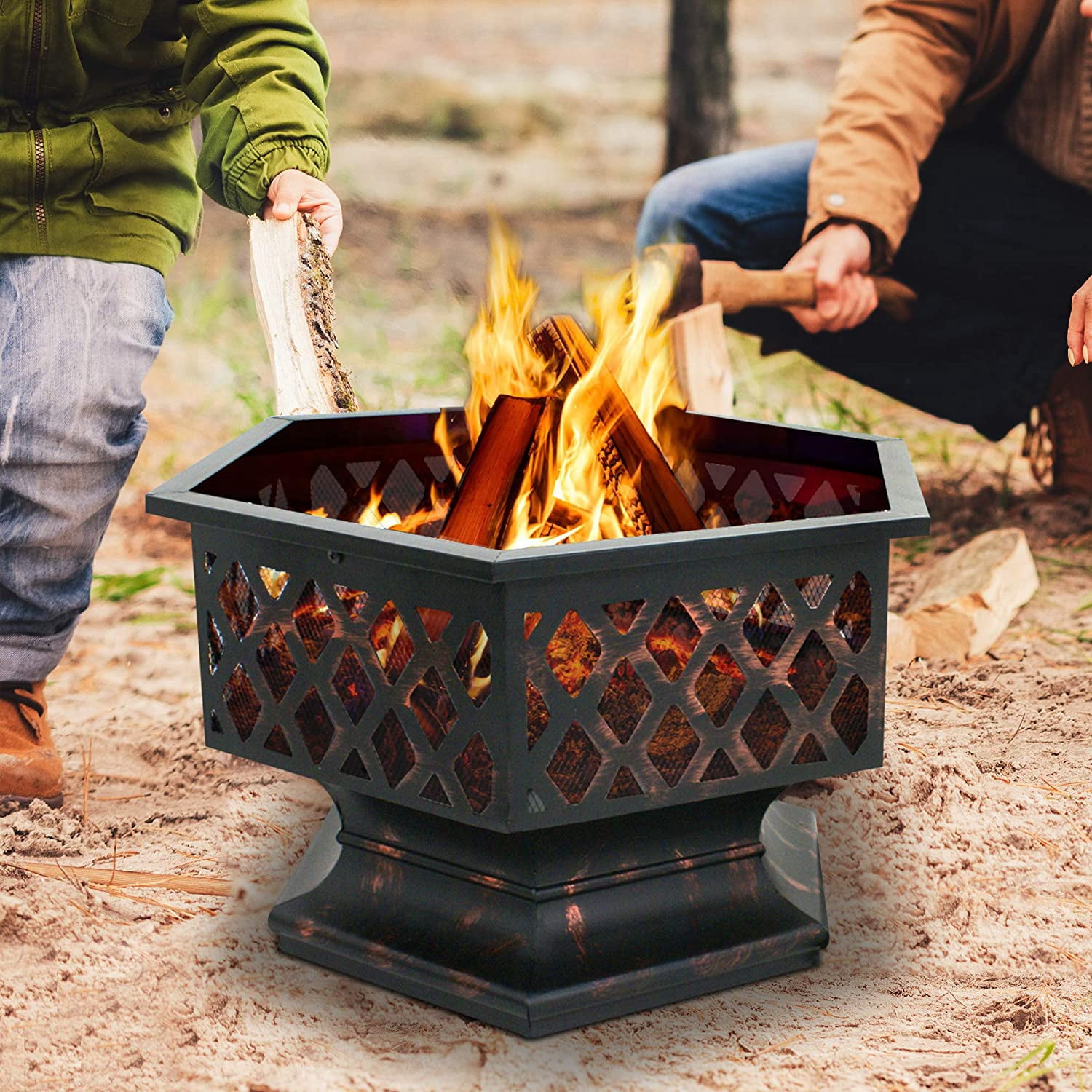 Buy Hex Shaped Fire Pit For Garden 24 Inch Wood Burning Bonfire buy-hex-shaped-fire-pit-for-garden-24-inch-wood-burning-bonfire