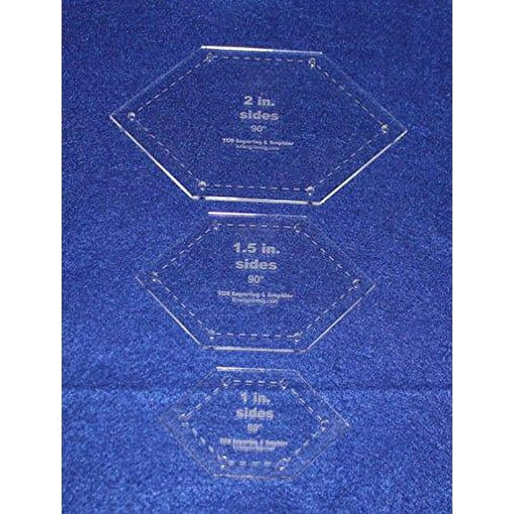 Flattened Hexagon Templates. 1", 1.5", 2" Sides- Clear 1/8"