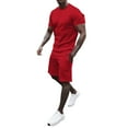 thumbnail image 2 of Short Sets for Men Short Sleeve Crewneck T Shirt and Bermuda Shorts 2 Piece Matching Set Tracksuit Summer Outfits, 2 of 4