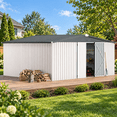 thumbnail image 6 of AECOJOY 12'x14' Waterproof Galvanized Steel Storage Shed with Lockable Double Doors, White, for Backyard & Patio, 6 of 8