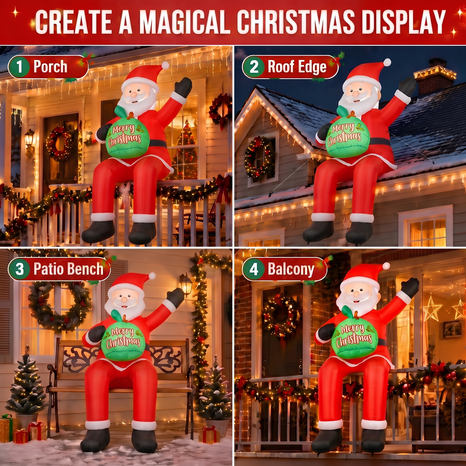 Belita Amy 6ft Inflatable Sitting Santa with LED Lights photo 3