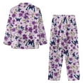 thumbnail image 5 of SCRAWLGOD Butterfly Flower Pajamas for Women Long Sleeve Tops and Pants Set of 2 Size L V Neck Womens Pajama Long Sleeve Comfy Front Open Pjs for Women, 5 of 7