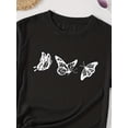 thumbnail image 3 of [Butterfly Print T-Shirt] Casual Butterfly Print Crew Neck T-Shirt | Women's Short Sleeve Top For Spring & Summer, 3 of 5