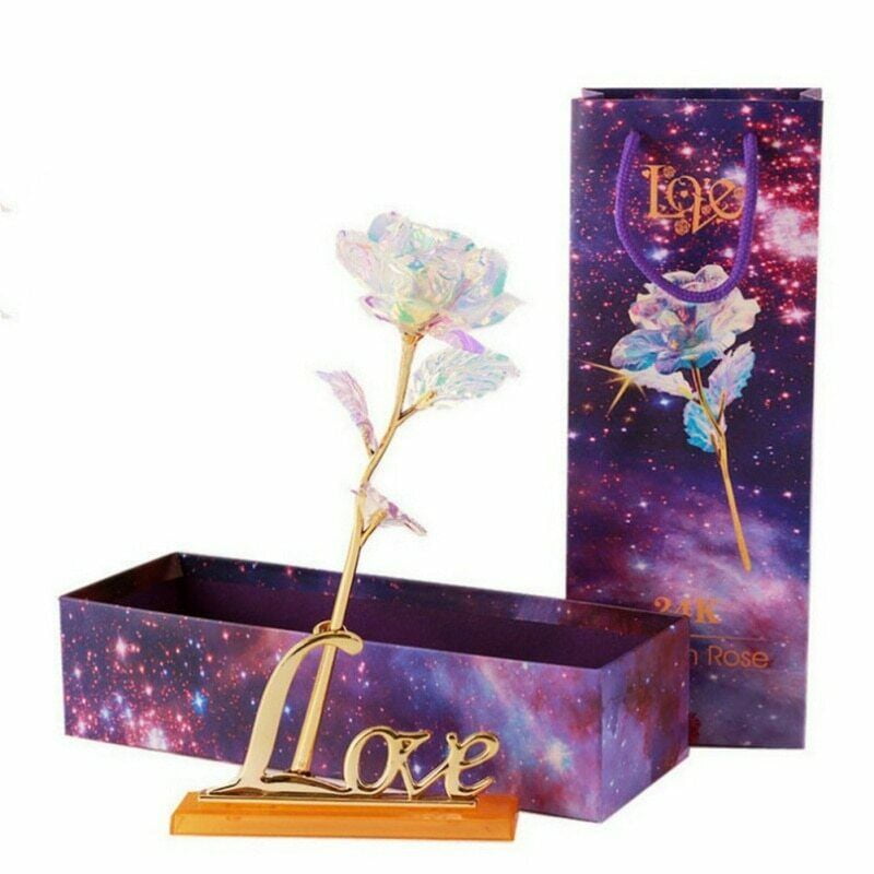 24K Gold Plated Galaxy Rose Valentine's Day Gifts Girlfriend Wife Love Presents 