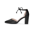 thumbnail image 6 of BLISSFUL STEP Women's High Block Heels Pointed Toe Ankle Strap Dress Shoes​ Black-pu 6.5, 6 of 8