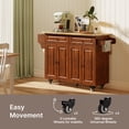 thumbnail image 6 of Noelse Rolling Kitchen Island Table with Storage, Drop Leaf Countertop, Kitchen Island with Rubber Wood Top, Cabinets & Rack, Brown, 6 of 9