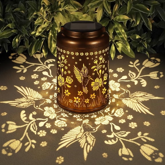MMIZTFC Solar Lanterns Outdoor Waterproof Hummingbird Garden Decor Gifts for Women Mom Hanging Solar Lights Metal Solar Decoration Outside for Yard, Patio, Backyard, Porch