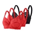 thumbnail image 2 of Underwire Bras for Women Push up Plus Size Solid Color Lightweight Supportive Bras Women's Lace Underwear with Padded Gather Daily Bra Black 40, 2 of 5