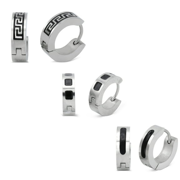 BEBERLINI Huggie Hoop Earring Set Stainless Steel Multi-colored Fashion Jewelry for Male and Female