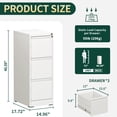 thumbnail image 5 of IKIMI 3 Drawer Vertical File Cabinet with Lock, Metal Office Storage Cabinet for A4/Letter/Legal Size, White, 5 of 7