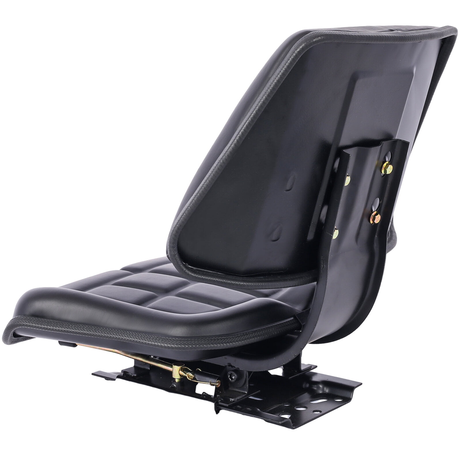, Tractor Seat w/ Backrest Black Slide Track Steel/PVC Compact Mower, Black ,Steel ,