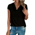 thumbnail image 2 of Tittly T Shirts for Women Spring Tops for Women Womens Fashion Tops Short Sleeve Cowl Neck Shirts Trendy 2025 Casual Outfits Ladies Top Blouses Tshirts Shirts Basic Tees Black XXL, 2 of 5