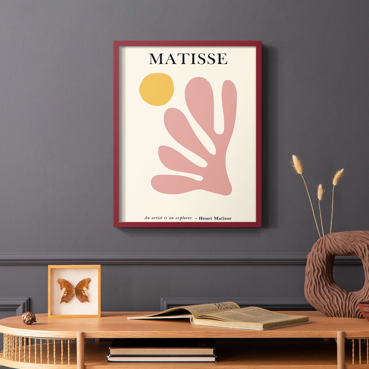 Matisse CDLXXX in Red Solid Wood Framed Print No Nail Hanging